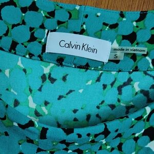 Calvin Klein Turquoise and Black Print Blouse